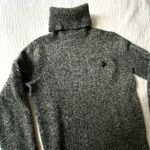 XS Double RL Gray & White Chunky Knit Turtleneck